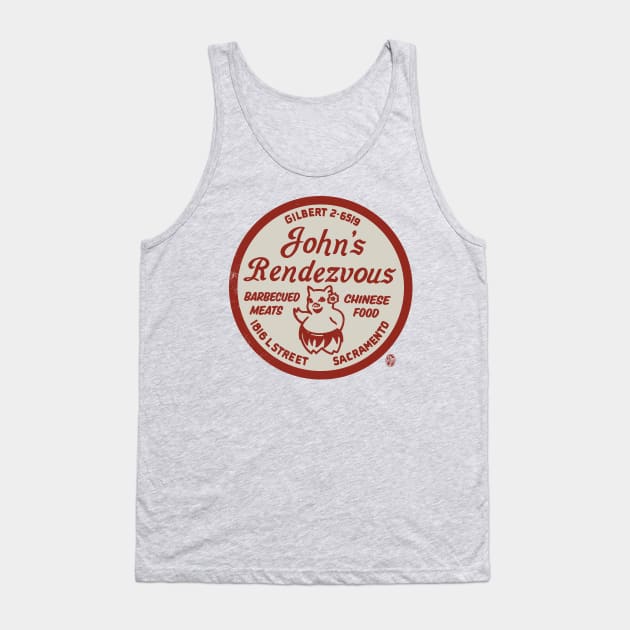 Vintage John's Rendezvous Bar-B-Q Sacramento CA Tank Top by StudioPM71